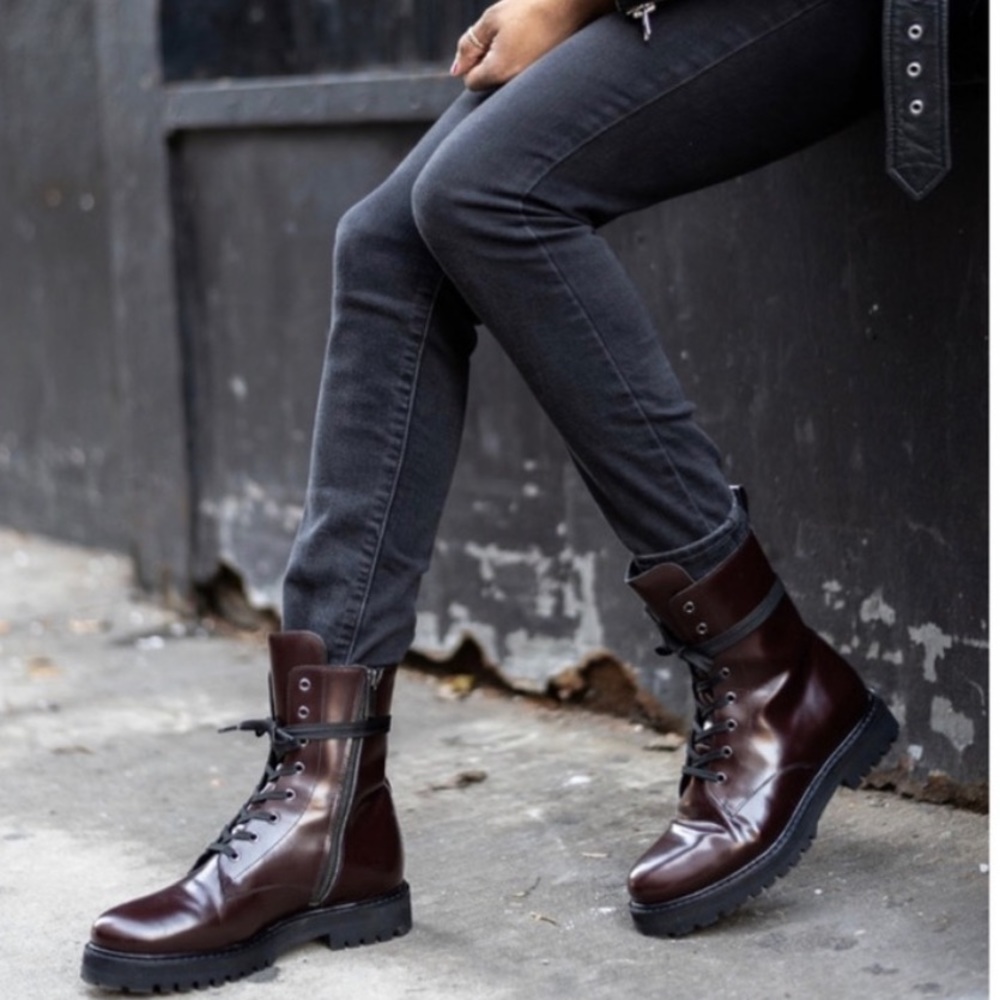 THURSDAY BOOTS • NEW BURGUNDY COMBAT BOOTS SIZE 8.5 WOMENS